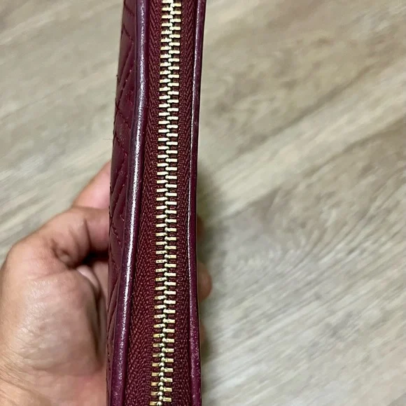 Tory Burch Burgundy Quilted Wallet - Picture 9 of 9